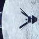 Artist’s depiction of Orion traveling past the Moon, with an Earthrise in the background.